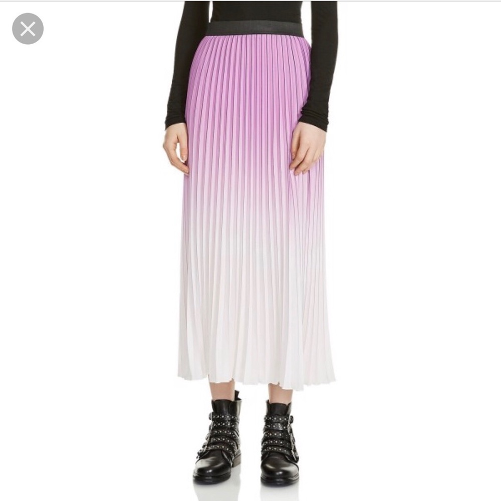 Maje ombré purple to white pleated skirt